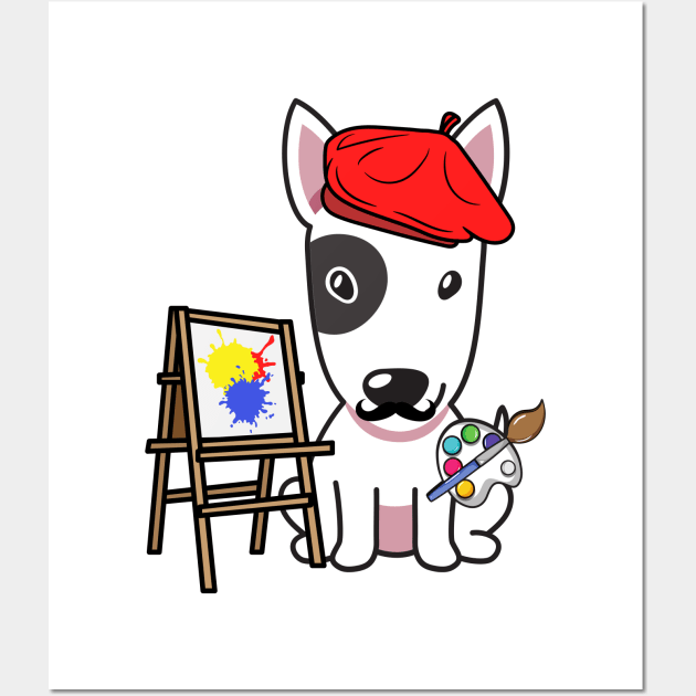 Funny bull terrier is a painter Wall Art by Pet Station